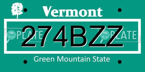 274BZZ Vermont License Plate