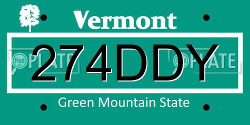 274DDY Vermont License Plate