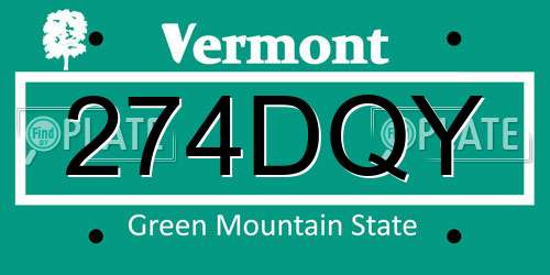 274DQY Vermont License Plate