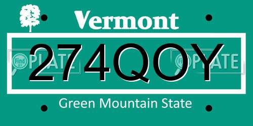274QOY Vermont License Plate