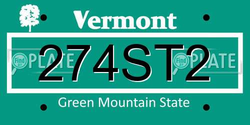 274ST2 Vermont License Plate