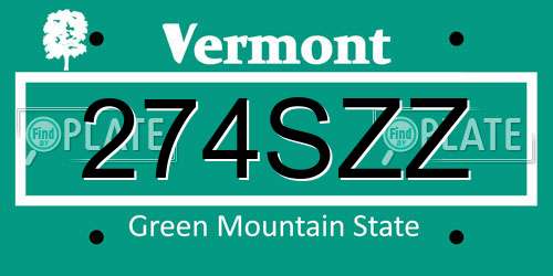 274SZZ Vermont License Plate