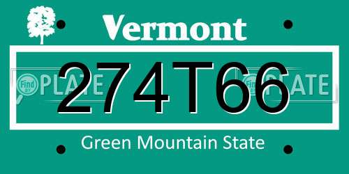 274T66 Vermont License Plate