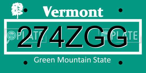 274ZGG Vermont License Plate
