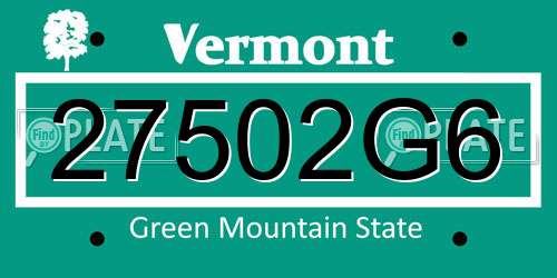 27502G6 Vermont License Plate
