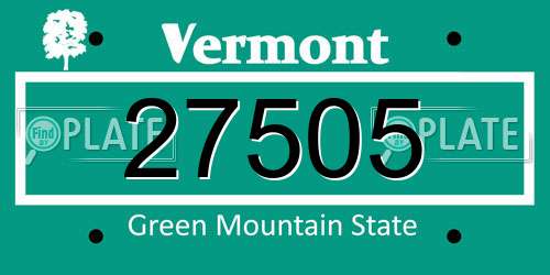 27505 Vermont License Plate