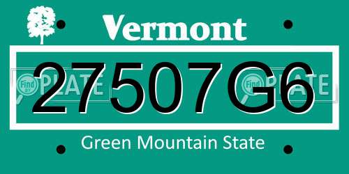27507G6 Vermont License Plate