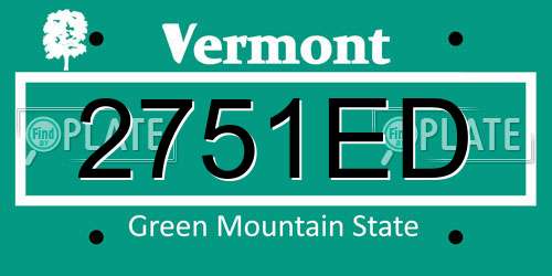 2751ED Vermont License Plate