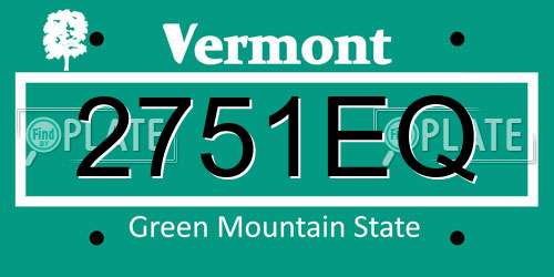 2751EQ Vermont License Plate
