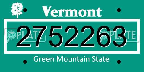 2752263 Vermont License Plate