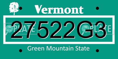 27522G3 Vermont License Plate