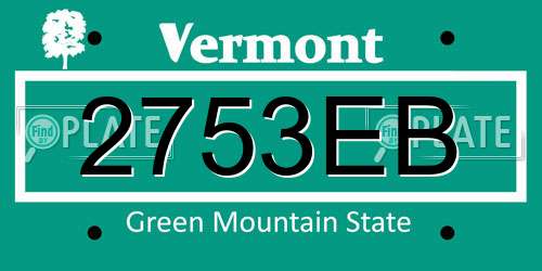 2753EB Vermont License Plate