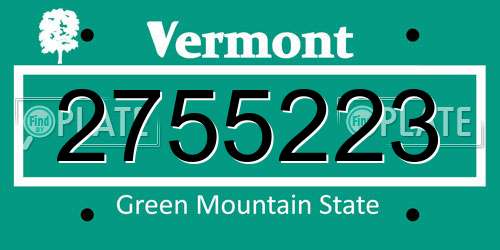 2755223 Vermont License Plate
