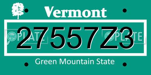 27557Z3 Vermont License Plate
