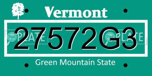 27572G3 Vermont License Plate