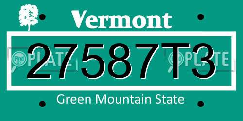 27587T3 Vermont License Plate