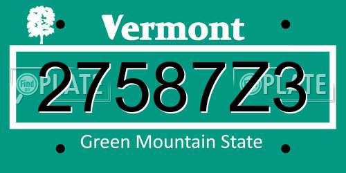 27587Z3 Vermont License Plate