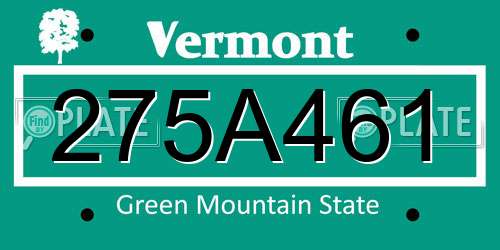 275A461 Vermont License Plate