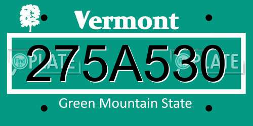 275A530 Vermont License Plate