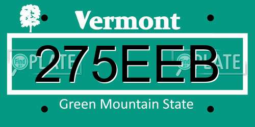 275EEB Vermont License Plate