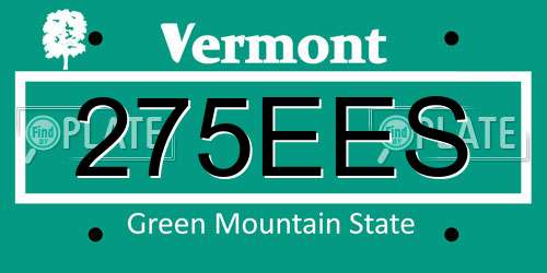 275EES Vermont License Plate