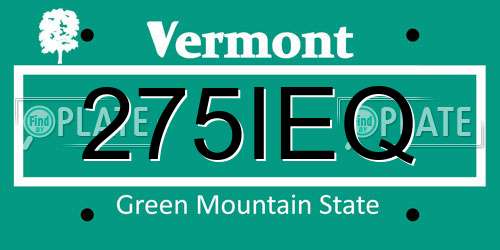 275IEQ Vermont License Plate
