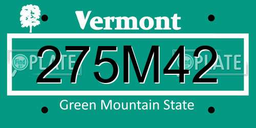 275M42 Vermont License Plate
