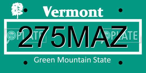 275MAZ Vermont License Plate