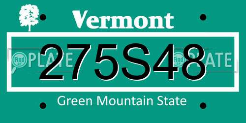 275S48 Vermont License Plate