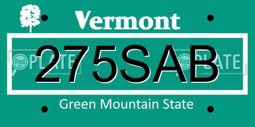 275SAB Vermont License Plate