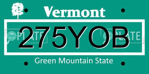 275YOB Vermont License Plate