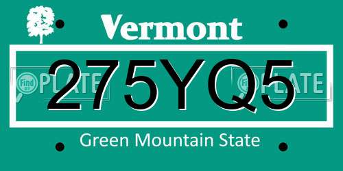 275YQ5 Vermont License Plate