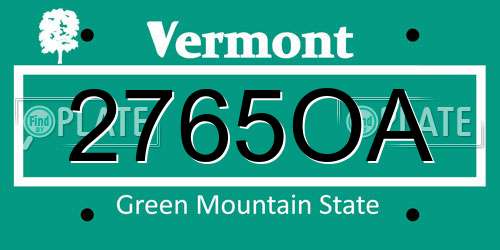 2765OA Vermont License Plate