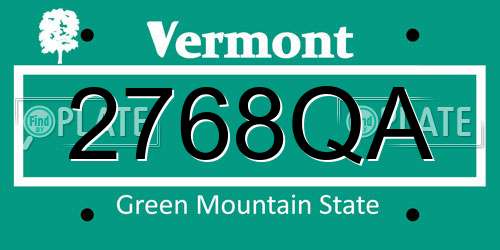 2768QA Vermont License Plate