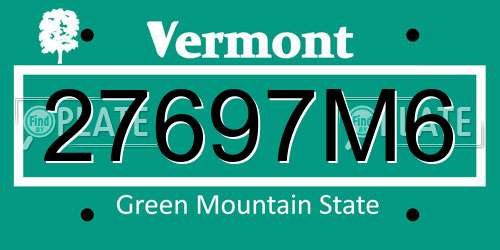 27697M6 Vermont License Plate