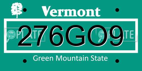 276GO9 Vermont License Plate