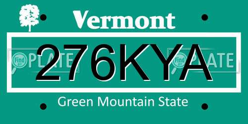 276KYA Vermont License Plate