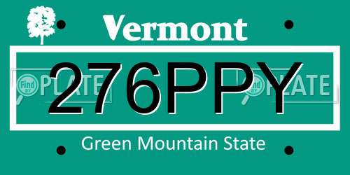 276PPY Vermont License Plate