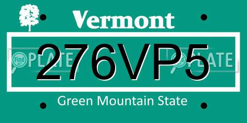 276VP5 Vermont License Plate