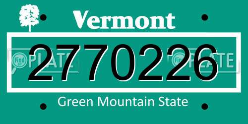 2770226 Vermont License Plate
