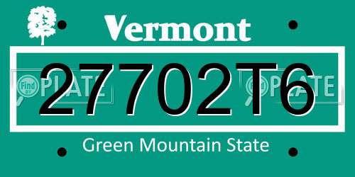 27702T6 Vermont License Plate