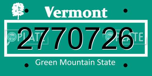 2770726 Vermont License Plate