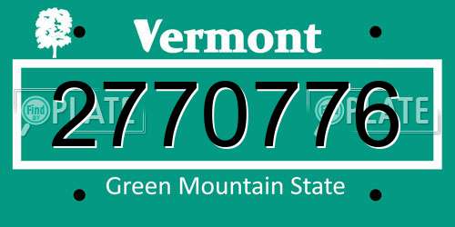 2770776 Vermont License Plate