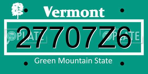 27707Z6 Vermont License Plate