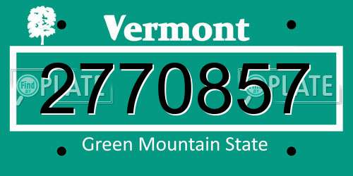 2770857 Vermont License Plate