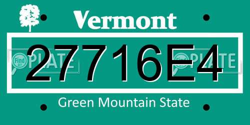 27716E4 Vermont License Plate