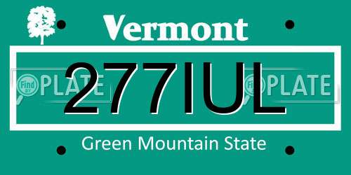 277IUL Vermont License Plate