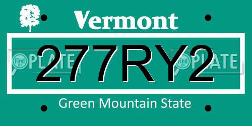 277RY2 Vermont License Plate
