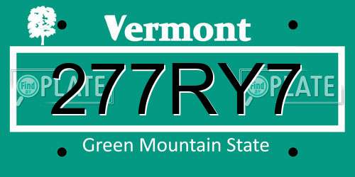 277RY7 Vermont License Plate