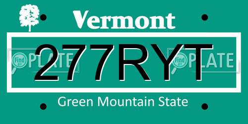 277RYT Vermont License Plate